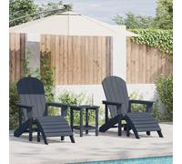 Ensemble De Salon De Jardin 3 Pièces Vidaxl Bleu Marine Hdpe, Chaise Adirondack Avec Repose-Pieds Vidaxl Bleu Marine Hdpe, Table D'appoint Adirondack Vidaxl Bleu Marine 38x38x46 Cm Hdpe