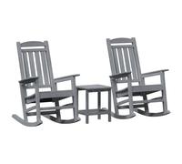 Ensemble De Salon De Jardin 3 Pièces Vidaxl Gris Clair Hdpe, Chaise Berçante Vidaxl Gris Clair 70x92x108 Cm Hdpe, Table D'appoint Adirondack Vidaxl Gris Clair 38x38x45 Cm Hdpe