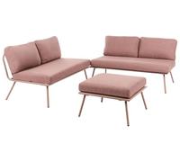 Ensemble de Salon de Jardin 4 Places Moderne Deux Canapés Structure en Acier Table avec Plateau Réglable Marron Caccamo
