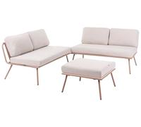 Ensemble de Salon de Jardin 4 Places Moderne Deux Canapés Structure en Acier Table avec Plateau Réglable Beige Caccamo
