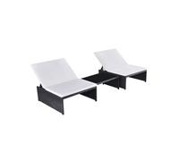 Ensemble de salon de jardin - - 43069 - 2 chaises inclinables - table basse - résine tressée noire