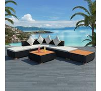 ensemble de salon de jardin 7 pièces avec coussins Poly rotin noir