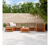 vidaXL Ensemble de Salon de Jardin 8 pcs Brun Ciré Bois de pin Massif, Set de Jardin et terrasse, mobilier Lounge Moderne, sièges modulables en pin, détente dans Le Jardin