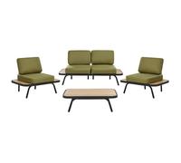 Ensemble de salon de jardin avec table 4 places MINOZZO Bois d'acacia certifié Vert olive