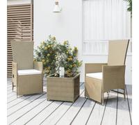 Vidaxl Ensemble De Salon De Jardin 3 Pcs Beige Poly Rotin Et Acier