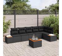 Ensemble de Salon de Jardin Modulaire 6 Places Noir avec Coussins, Canapé d'Extérieur en Polyrotin Résistant aux UV pour Terrasse et Jardin, Confortable Design Moderne avec Tables et Rangement