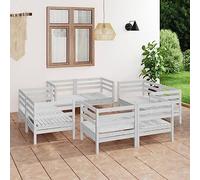 Ensemble de salon de jardin modulaire en pin massif blanc de 8 pièces, idéal pour se détendre et parler en famille, charge maximale de 110 kg par siège