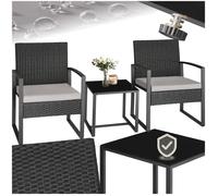 Ensemble de salon de jardin - TECTAKE - meubles de jardin en rotin - granada - confortable, acier laqué époxy, 58x55,5x78 cm - noir