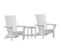 Ensemble De Salon De Jardin Vidaxl 3 Pièces Blanc Hdpe, Chaise Adirondack Pliable Vidaxl Blanche 74.5x80.5x90 Cm Hdpe, Table D'appoint Adirondack Vidaxl Blanche 38x38x45 Cm Hdpe