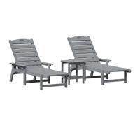 Ensemble De Salon De Jardin Vidaxl 3 Pièces Gris Clair Hdpe, Transat Vidaxl Gris Clair 53x162x98.5 Cm Hdpe, Table D'appoint Adirondack Vidaxl Gris Clair 38x38x45 Cm Hdpe
