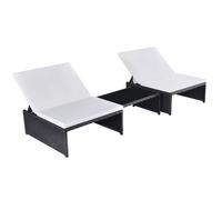 vidaXL Chaises longues 2 pcs avec table Résine tressée Noir