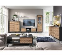 Ensemble De Salon Diamond Mur De Rangement 5 Pièces Chêne Évoque Noir