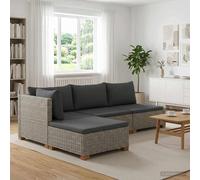 vidaXL 3 pc Ensemble de Salon en rotin avec Coussins GENDT Naturel, Salon, Jardin et terrasse, Ensemble de Meubles en rotin, sièges rembourrés, agencement Polyvalent pour se détendre
