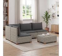 vidaXL 5 pc Ensemble de Salon en Rotin avec Coussins GENDT Naturel, Salon, Jardin et terrasse, Ensemble de Salon en rotin, sièges modulables, canapé Confortable, mobilier d'extérieur Durable