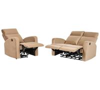 Ensemble de Salon en Velours Inclinable Électrique Canapé et Fauteuil Marron Clair Verdal