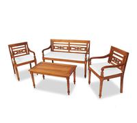 Ensemble De Salon Extérieur 4 Pièces Bois Teck Solide Et Coussins Résistants Aux Intempéries