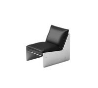 Ensemble De Salon Industriel Moderne en Acier Inoxydable, Table en Métal Argenté Et Canapé en Simili Cuir Noir for Café, Magasin De Thé Au Lait, Bistro Ou Bar, Meubles De Sièges Personnalisés(B)