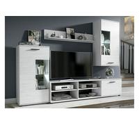 Ensemble de salon meuble TV + 1 étagère murale + vitrine + meuble haut coloris pin andersen - -