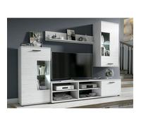 Ensemble de salon meuble TV + 1 étagère murale + vitrine + meuble haut coloris pin andersen