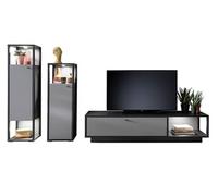 Ensemble de salon , meuble TV + 2 buffets de rangement - PEGANE - Gris