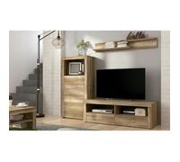 Ensemble de salon meuble TV + étagère murale + buffet coloris chêne chêne vieilli