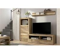 Ensemble de salon meuble TV + etagere murale + buffet coloris chene chene vieilli --