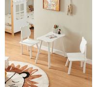 Ensemble de salon pour enfants 'Panjang' table + 2 chaises avec design d'oursons pin+MDF blanc