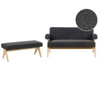 Ensemble de Salon Rétro Canapé 2 Places et Banquette Pieds en Bois Marron Clair