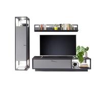 Ensemble de salon, vitrine, étagère murale, meuble TV coloris gris royal, anthracite - PEGANE - Gris