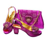Ensemble de sandales de mariage à bout ouvert pour femme avec pochette assortie, violet, 42 EU