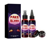 Ensemble de sang artificiel pour Halloween - 60 ml de spray sanguin + 60 ml de sang fluide, sang de théâtre lavable pour cosplay, zombie, vampire, carnaval, maquillage effrayant