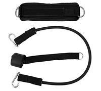 Ensemble de sangles de cheville avec double anneau en D en métal, sangle de cheville de fitness pour jambes, fesses et exercices de base, tube en latex respirant réglable pour (Noire)