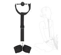 Ensemble de sangles de contention en nylon noir pour les mains, facilitant les exercices d'étirement des membres supérieurs - un accessoire indispensable pour les studios de yoga