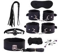 Ensemble De Sangles De Pied En Cuir Noir 8Pcs, Taille RéGlable Design Avec Duvet Doux