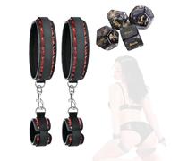 Ensemble de sangles de yoga en cuir noir et rouge 2 pièces avec fixation pour les mains, aide à la posture facile à ranger