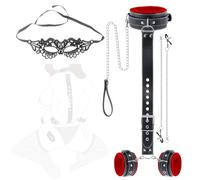 Ensemble de sangles d'exercice de yoga en cuir noir et rouge en deux pièces, kit d'expérience de studio de yoga