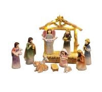 Ensemble de scène de la Nativité - Présentoir de naissance de Jésus, 12 pièces en résine, figurines de la Sainte Famille | Centre de table religieux pour la maison, la chapelle, le dortoir, l