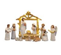 Ensemble De Scène De La Nativité - Statue De La Crèche De Noël En Résine, Figurine De Sainte Famille Fabriquée À Main, Décoration D'affichage Biblique Détaillée, Accent De Vacances Traditionnel