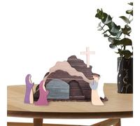 Ensemble De Scène De Résurrection De Pâques - La Scène De Pâques De La Tombe Vide | 7pcs Ensemble De Tombes De Pâques En Bois, Scène De Pâques Avec La Tombe Et La Croix Vides, Décorations De Table Maî