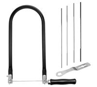 Ensemble de Scie à Chantourner Comprenant 4 Lames (4#6#8#10#) Clé de Montage et Archet de Scie à Chantourner pour Métal et Bois Scieà Fer Coupes Précises (Noir, 290mm)