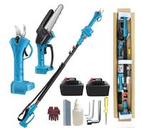 Ensemble de scie à perche sans fil et mini tronçonneuse, coupe-branches électrique de 6 pouces avec extension de 125 à 220 cm, outil de jardinage rechargeable pour la coupe des branches d'arbre