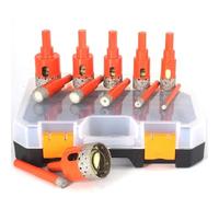 Ensemble de scies cloches diamantées à ressort d'éjection automatique, tige hexagonale for verre, marbre, pierre, carrelage, céramique, perçage à sec et humide, 12 pièces(19Pcs BOX)