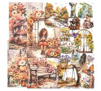 Ensemble de scrapbooking sur le thème du paysage de la série Garden, autocollant pour maison, arbre, fleur, papillon, cour, chalet, jardin, papier simple face pour Junk Journal Planner (Iris)