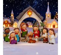 Ensemble de sculpture de crèche de Noël Ulable 12 pièces, naissance de Jésus avec Marie, Joseph, l'enfant Jésus, 3 Rois Mages, bergers et anges, figurines en résine pour décoration de table