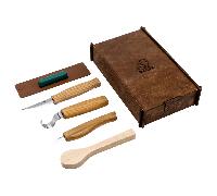 Ensemble de sculpture de cuillères Beavercraft dans une boîte cadeau spéciale (3 couteaux + accessoi