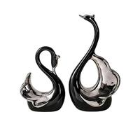 Ensemble de sculpture de cygne moderne en céramique - 2 figurines décoratives de cygnes pour décoration d'intérieur, salon, cheminée, table basse - statues de couple élégantes, artisanat artistique en
