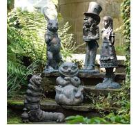 Ensemble de sculptures de jardin - PZCC - Alice au pays des merveilles - Statues en résine - Hauteur 15 cm - Bronze poli