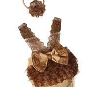 Ensemble de séance photo pour bébé fille avec body en dentelle et bandeau en polyester doux Tenue sûre Grand nœud bébé fille Ensemble de photographie avec nœud