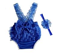 Ensemble de séance photo pour bébé fille avec body en dentelle et bandeau en polyester doux Tenue sûre Grand nœud bébé fille Ensemble de photographie avec nœud