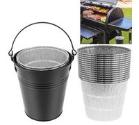 Ensemble de seau de graisse avec 15 revêtements en étain en alliage en alliage en alliage en alliage en alliage de fer CANDUS TIN REMPCACMENT DRIP GRASSE BONDETS BEAUCHET COMPATIBLE POUR TRAEGER 20/22